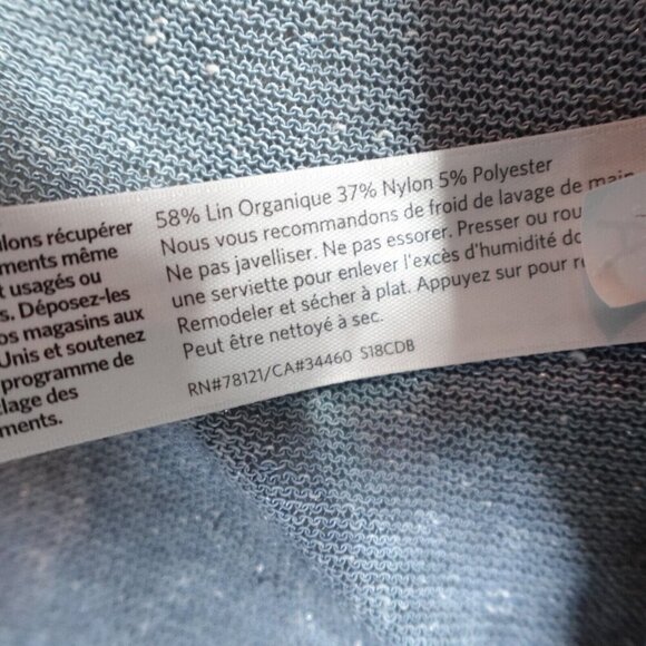 Eileen Fisher Womens Sweater Large Blue Open Front Loose Knit Organi Linen Blend - Picture 5 of 9